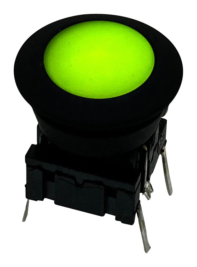 MEC 5GTH93522+10AQS16+AQW0916 Tactile Switch, Green LED, Multimec 5G Series, Top Actuated, Through Hole, Round Button, 3.5 N