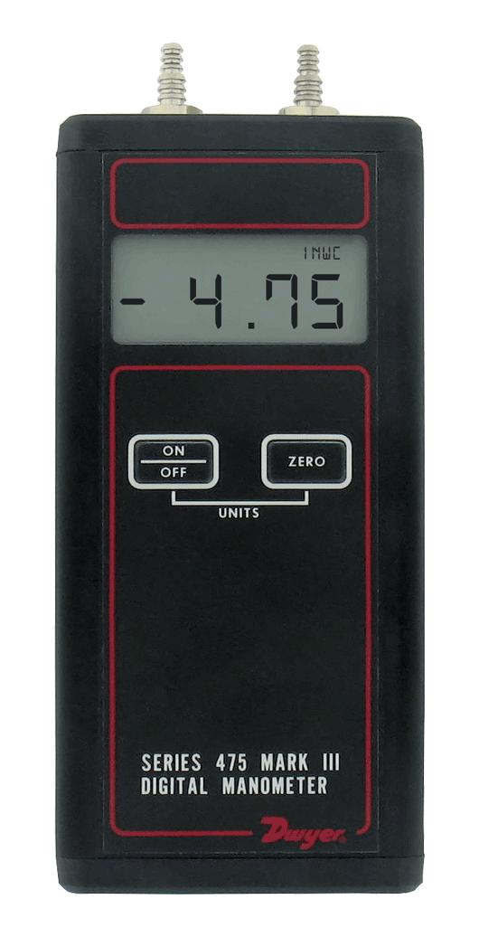 DWYER 475-00-FM Pressure Manometer, 0 inH2O to 4 inH2O, 0.5 %, -17.8 &deg;C, 60 &deg;C