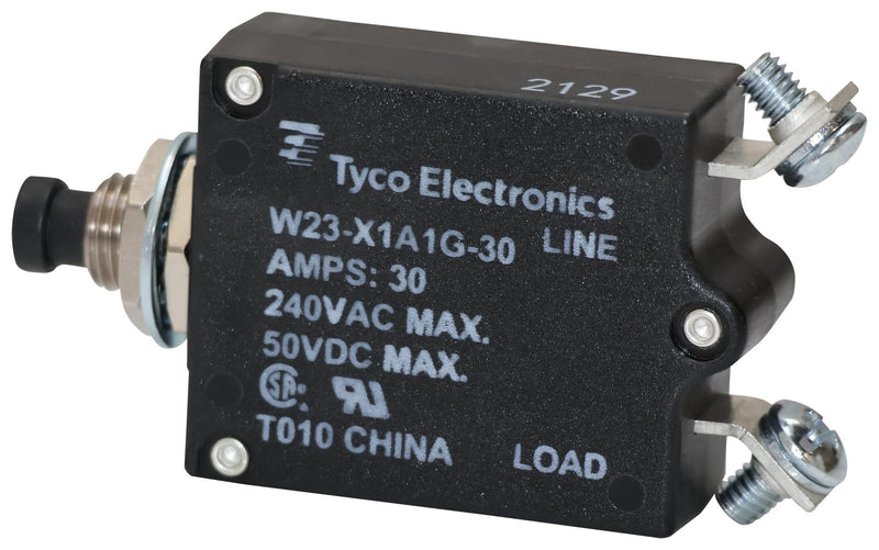 POTTER&BRUMFIELD - TE CONNECTIVITY W23-X1A1G-30 Thermal Circuit Breaker, Push/Pull Actuator, W23 Series, 30 A, 1 Pole, 50 V, 240 V, Panel