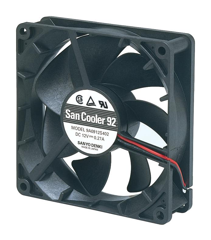 Sanyo Denki 9A0912H4021 9A0912H4021 DC Axial Fan 12 V Square 92 mm 25 Ball Bearing 51.2 CFM