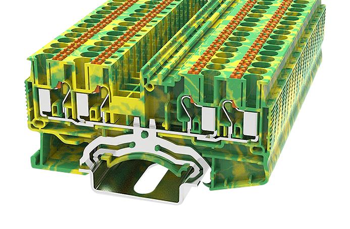 MULTICOMP PRO MP012893 DIN Rail Mount Terminal Block, 4 Ways, 26 AWG, 12 AWG, 4 mm&sup2;, Push In