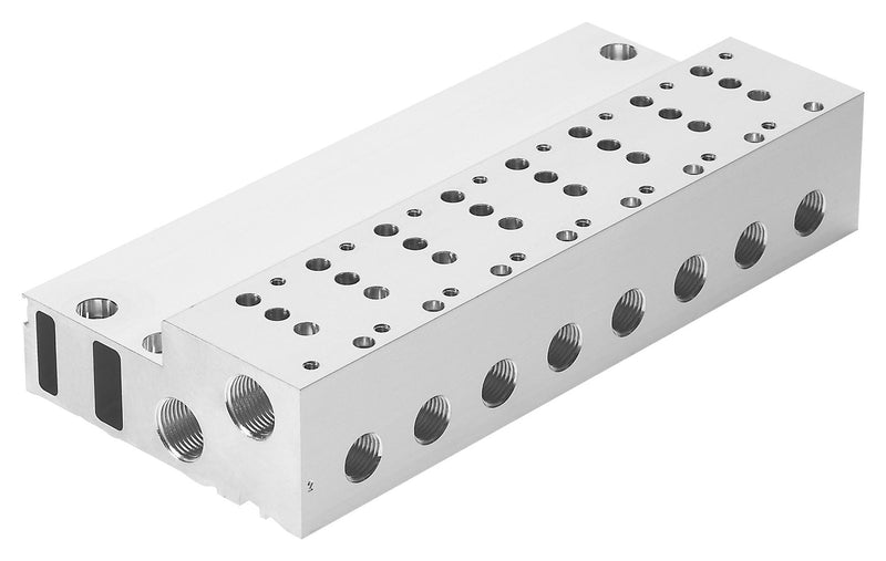 FESTO 525237 Manifold Block, G3/8, G1/4, 8 Outlet, MHP4 / MHA4 Series Solenoid Valve MHA4-PR8-3-1/4 manifold block