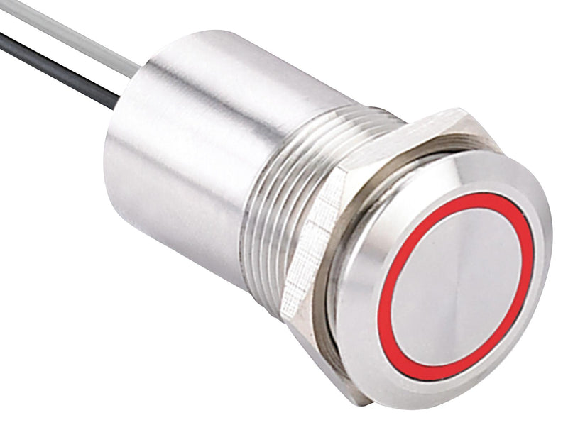 MULTICOMP PRO MP015392 Vandal Resistant Switch, Ring Illumination/24V LED, MP Capacitive Touch Switches, 19 mm, SPST-NO
