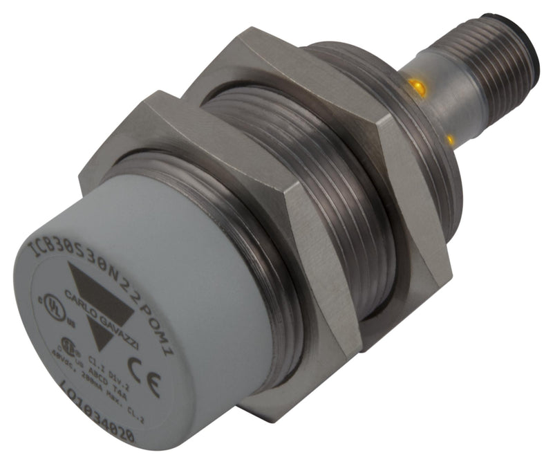 CARLO GAVAZZI ICB30S30N22POM1 Inductive Proximity Sensor, PNP/SPST-NO, M30 x 1.5, 10V to 36V, 22mm