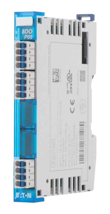 EATON MOELLER XN-322-8DO-P05 Digital Output Module, 8 O/P, 0.5 A, 18 to 30 VDC, Pulse-Switching, IP20, XN-322 Series
