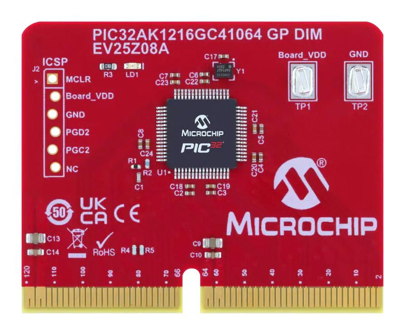 MICROCHIP EV25Z08A Dual In-Line Module, PIC32AK1216GC41064-E/PT, 32Bit, PIC32, EV74H48A Curiosity Platform Board