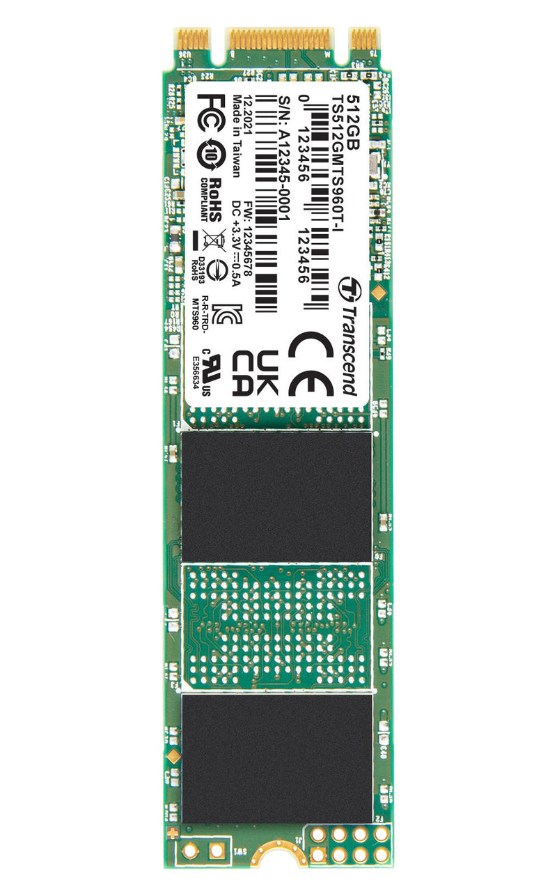 TRANSCEND TS512GMTS960TI-VS1 SSD, Internal, M.2 2280, SATA 6 Gb/s (SATA III), 512 GB, 3D NAND