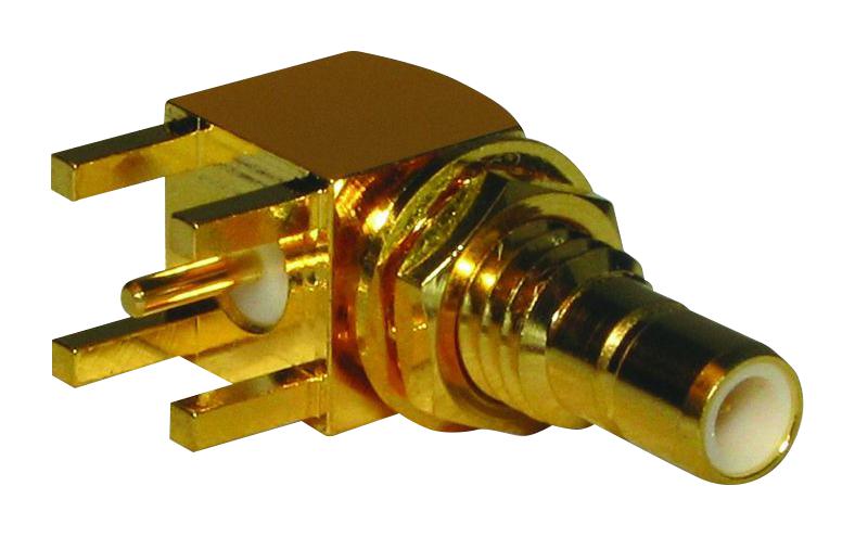 AMPHENOL RF 142184 RF / Coaxial Connector, SMB Coaxial, Right Angle Bulkhead Jack, Through Hole Right Angle, 50 ohm