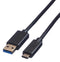 ROLINE 11.44.9010 USB Cable, Type A Plug to Type C Plug, 500 mm, 19.7 ", USB 3.2, Black