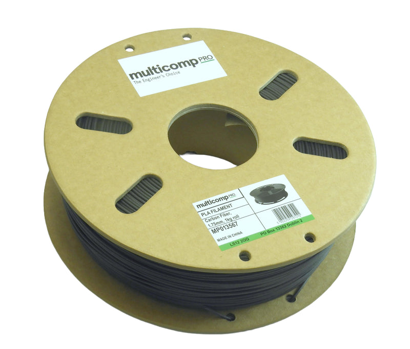 MULTICOMP PRO MP013567 3D Printer Filament, 1.75mm, Glass Fibre Reinforced PLA (Polylactide), Black, 190&deg;C to 230&deg;C, 1kg