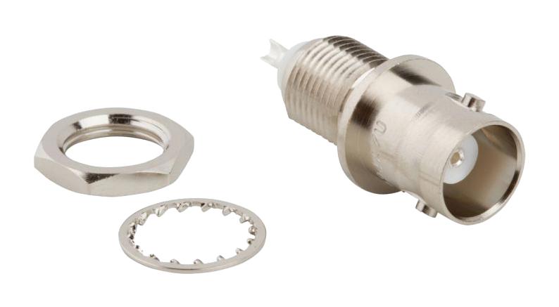 AMPHENOL RF 031-2221 RF / Coaxial Connector, BNC Coaxial, Straight Bulkhead Jack, Solder, 50 ohm, Phosphor Bronze UG-1094A/U