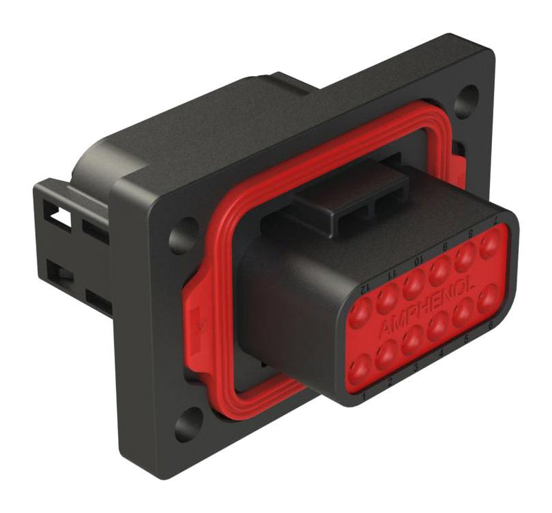 AMPHENOL SINE/TUCHEL ATM04-12PB-PM31 Automotive Connector Housing, Keyed B, Black, PanelMate ATM Series, Receptacle, 12 Ways