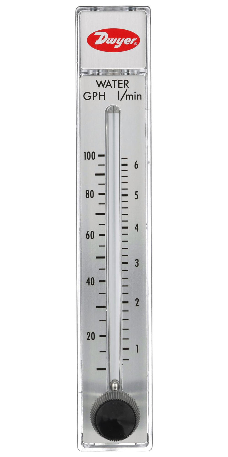 DWYER RMB-85D-SSV Liquid Flowmeter, SS Valve, 10 to 100 GPH/0.8 to 6.2 LPM, 100 psi, 3 % Accuracy, 1/4" FNPT