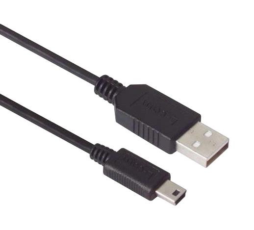 L-COM CSMUAMB5-3M USB Cable, Type A Plug to Mini Type B Plug, 3 m, 9.8 ft, USB 2.0, Black