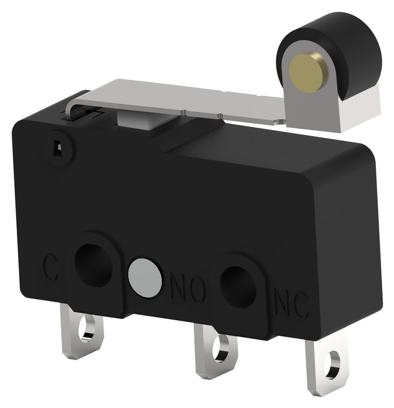 OMRON ELECTRONIC COMPONENTS D2F-01L2-D3 Microswitch, Ultra Subminiature, Hinge Roller Lever, SPDT, Solder Lug, 100 mA, 30 V