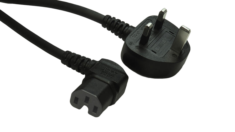 MULTICOMP PRO GW-151831 Mains Power Cord, 90&deg; BS 1363A Plug to 90&deg; IEC 60320-1 C15, 3 m, 10 A, 250 V, Black