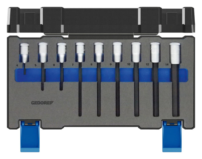 GEDORE 3014444 Screwdriver Set, 1/2" Drive, 4mm, 5mm, 6mm, 7mm, 8mm, 9mm, 10mm, 12mm, 14mm Screwdrivers, 9 Piece