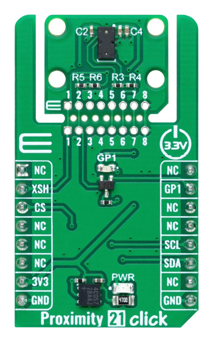 MIKROELEKTRONIKA MIKROE-6286 Add-On Board, Proximity 21 Click, MikroE mikroBUS Compatible Development Boards, 3.3V