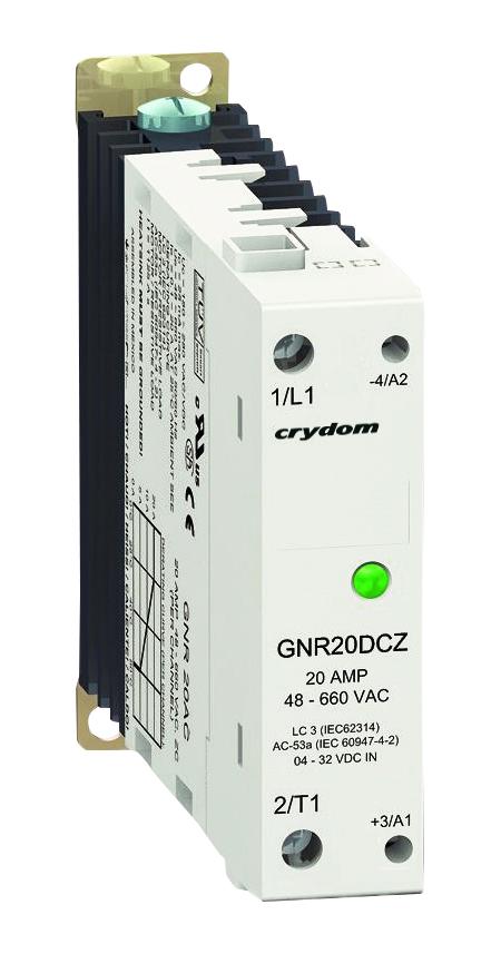 SENSATA/CRYDOM GNR10DCZ Solid State Relay, SPST-NO, 10 A, 280 VAC, DIN Rail, Panel, Screw, Zero Crossing