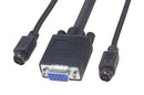 L-COM CTL3KVMF-20 Computer Cable, HD-15 Plug + 2x Mini DIN 6 Position Plug