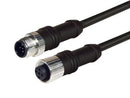L-COM M12M12F5A-10 Sensor Cable, A Coded, M12 Plug, M12 Receptacle, 5 Positions, 10 m, 32.8 ft, M12M12F5A Series