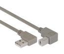 L-COM CA90RA-DB-03M USB Cable, 90° Type A Plug to 90° Type B Plug, 300 mm, 11.8 ft, USB 2.0, Grey