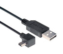 L-COM CAA-90LMB5-1M USB Cable, Type A Plug to 90° Mini Type B Plug, 1 m, 3.3 ft, USB 2.0, Black
