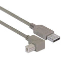 L-COM CAA-90UB-1M USB Cable, Type A Plug to 90° Type B Plug, 1 m, 3.3 ft, USB 2.0, Grey