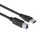 L-COM CAU3ZAB-05M USB Cable, Type A Plug to Type B Plug, 500 mm, 19.7 ft, USB 3.0, Black
