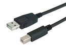 L-COM CAUZALB-3M USB Cable, Type A Plug to Type B Plug, 3 m, 9.8 ft, USB 2.0, Black