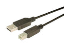 L-COM CGU2AB-2M USB Cable, Type A Plug to Type B Plug, 2 m, 6.6 ft, USB 2.0, Dark Grey