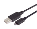 L-COM CSMUAMICB-075M USB Cable, Type A Plug to Micro Type B Plug, 750 mm, 29.5 ft, USB 2.0, Black