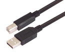 L-COM CSUZAB-5M USB Cable, Type A Plug to Type B Plug, 5 m, 16.4 ft, USB 2.0, Black