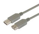 L-COM ECUSBAX-05M USB Cable, Type A Plug to Type A Receptacle, 500 mm, 19.7 ft, USB 2.0, Grey