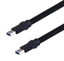 L-COM U3A00003-03M USB Cable, Plastic Armor, Type A Plug to Type A Plug, 300 mm, 11.8 ", USB 3.0, Black