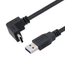 L-COM U3A00077-1M USB Cable, Type A Plug to 90° Type C Plug, 1 m, 3.3 ft, USB 3.0, Black
