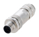 L-COM M12FT8AMS Sensor Connector, M12, Male, 8 Positions, Screw Pin, Straight Cable Mount