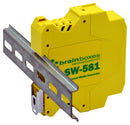 BRAINBOXES SW-581. Switch, 2 Ports, Industrial, Gigabit Ethernet, DIN Rail, RJ45 x 1, SFP x 1