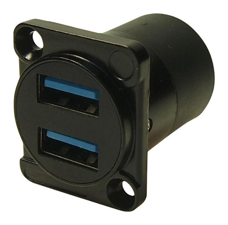 MULTICOMP PRO MP-CP30088 USB Adapter, Black Metal, USB Type A Receptacle, USB Type A Receptacle, USB 3.0