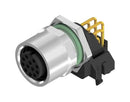 AMPHENOL CONEC 43-02742 Sensor Connector, M12, Female, 12 Positions, PCB Socket, Right Angle Panel Mount