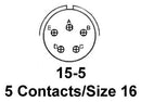 AMPHENOL AEROSPACE D38999/20WD5SN CIRCULAR CONNECTOR, RECEPTACLE, SIZE 15, 5 POSITION, WALL