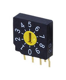 NIDEC COMPONENTS SC-2011W Rotary Coded Switch, SC-2000 Series, Through Hole, 10 Position, 5 VDC, BCD, 100 mA