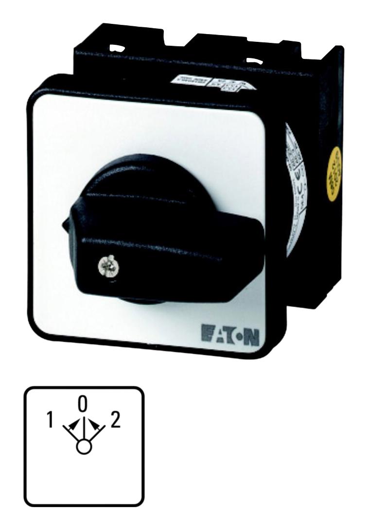 EATON MOELLER T0-3-8228/E Rotary Switch, Reversing, 3 Position, 3 Pole, 45 &deg;, 20 A, 690 V, T0 Series