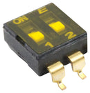E-SWITCH KAG02TGGT DIP / SIP Switch, 2 Circuits, Recessed, Surface Mount, SPST-NO, 24 V, 25 mA
