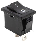 E-SWITCH R1966ABLKBLKFF Rocker Switch, On-Off, SPST, Non Illuminated, Panel, Snap-In, Black, R1966 Series