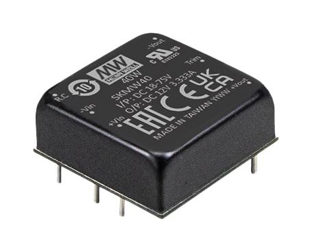 MEAN WELL SKMW40G-24 Isolated Through Hole DC/DC Converter, ITE & Industrial, DIP, 4:1, 40 W, 1 Output, 24 V