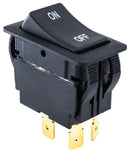 E-SWITCH RVW42D1123 Rocker Switch, IP54, Off-On, DPST, Non Illuminated, Panel, Snap-In, Black, RVW Series