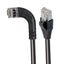 L-COM TRD695SZRA6BLK-2 Ethernet Cable, Cat6, 90&deg; RJ45 Plug to RJ45 Plug, FTP (Foiled Twisted Pair), Black, 609.6 mm