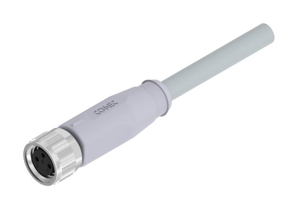 AMPHENOL CONEC 42-10000 Sensor Cable, A Coded, M8 Receptacle, Free End, 3 Positions, 2 m, 6.6 ft