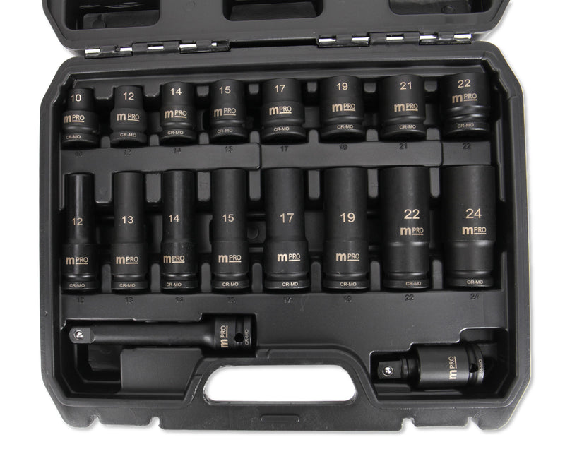 MULTICOMP PRO MP12-SS23163A Impact Socket Set, 18Pcs of 10/12/13/14/15/17/19/21/22/24mm Socket Drives 1/2" and Extension Bar